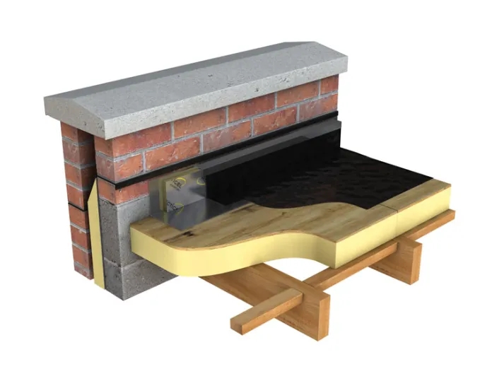 Cross-section 3D model of a brick fireplace structure.