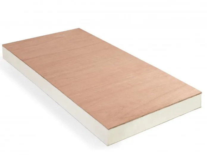 Wooden board with a light-colored surface and white edges.