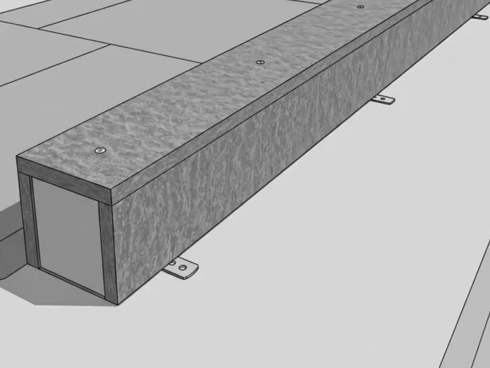 Concrete barrier on pavement, monochrome illustration.