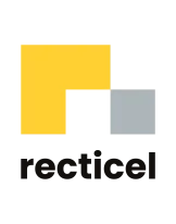 Yellow and gray geometric logo on black background.