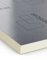 Cross-section of an insulated panel with reflective surface.