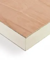 Plywood corner showing layered wood structure.