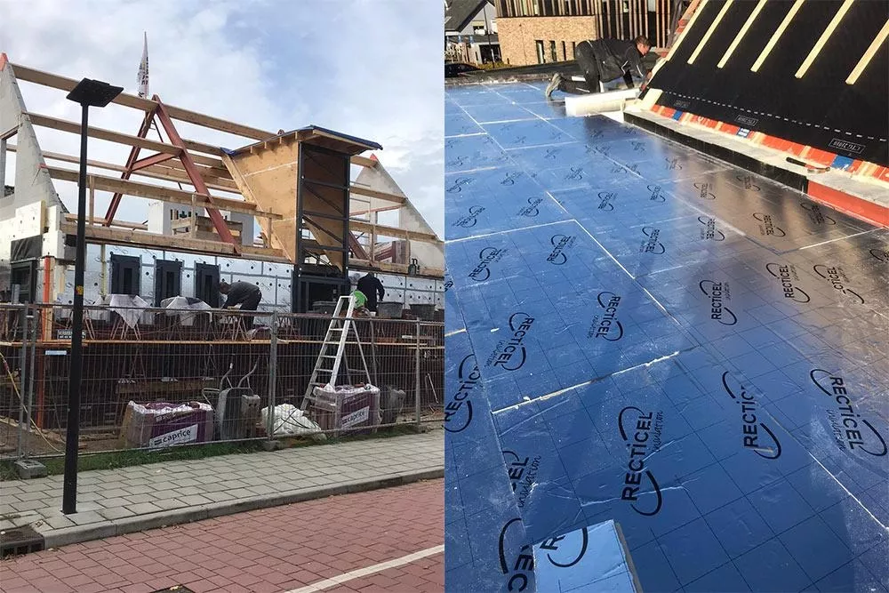 Vrijstaande woning in Putten geïsoleerd met Recticel Insulation Eurothane® Silver plat dak isolatie, Eurowall® spouwisolatie en Rectitape