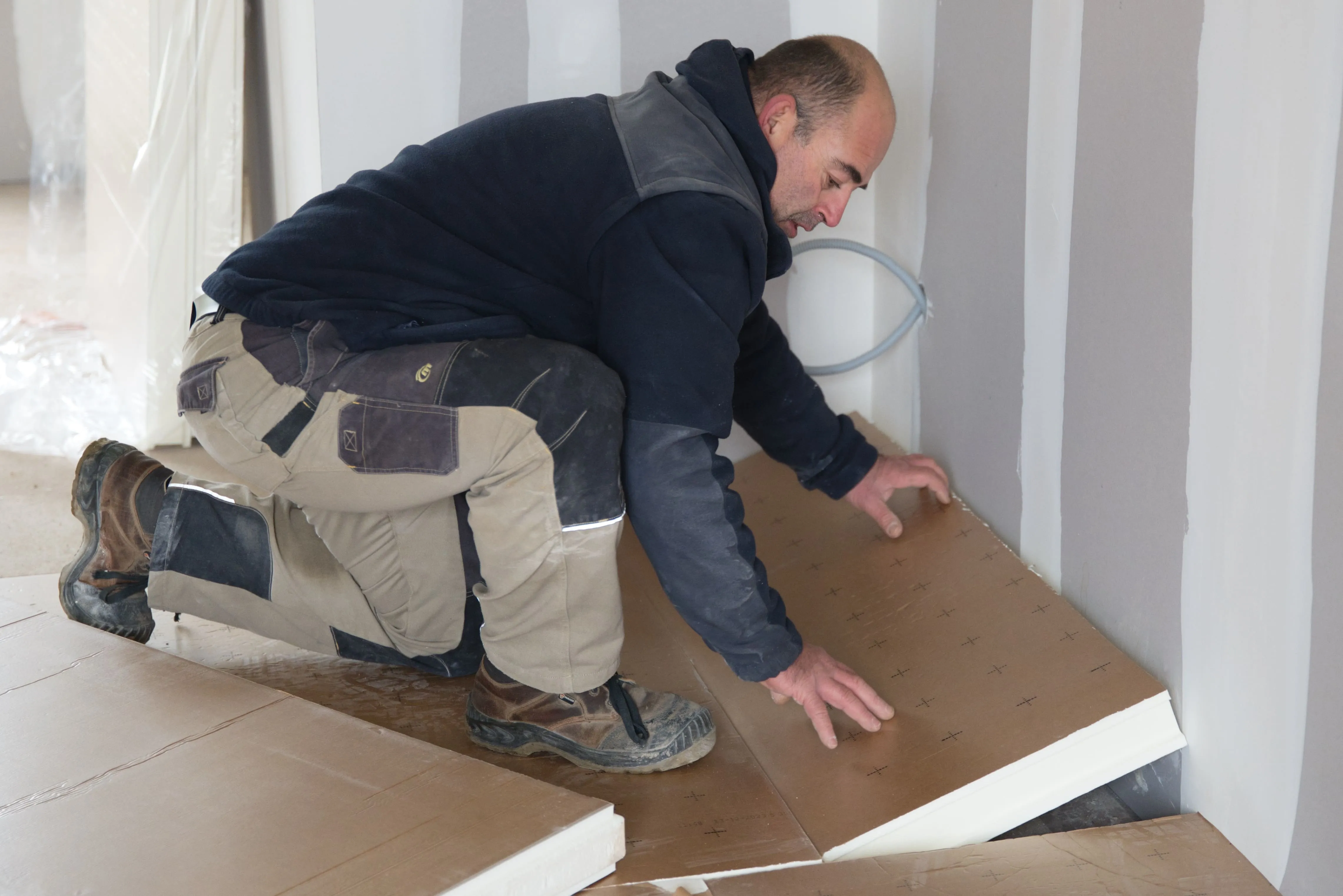 Chantier isolation sol maison individuelle eurosol