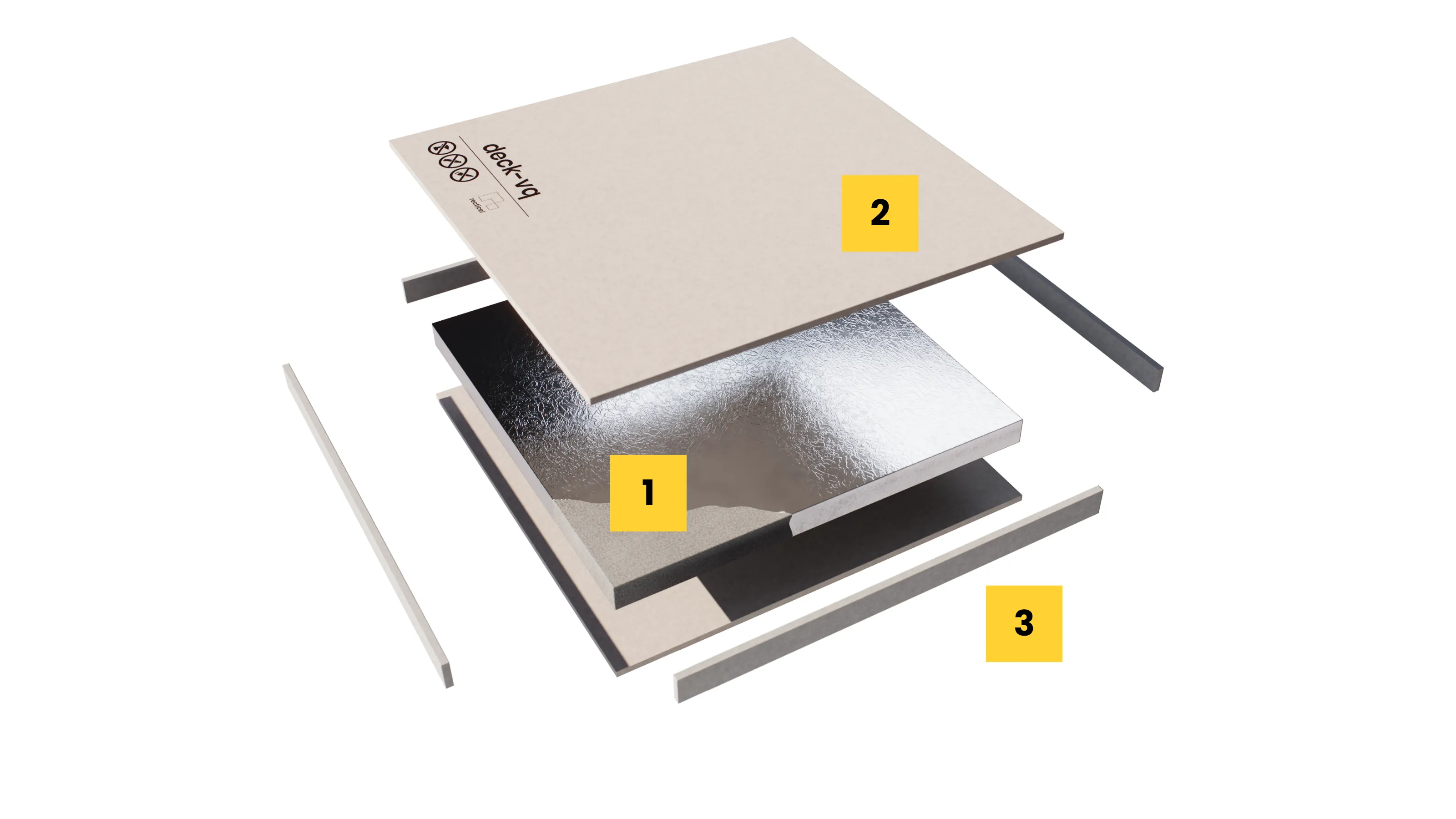 Isolation sous vide Deck-VQ Recticel exploded view