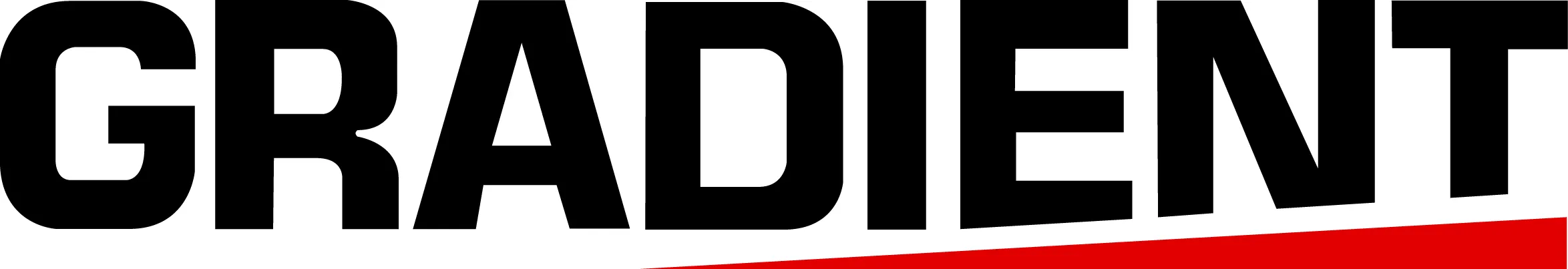 Gradient logo with bold black letters and a red underline.