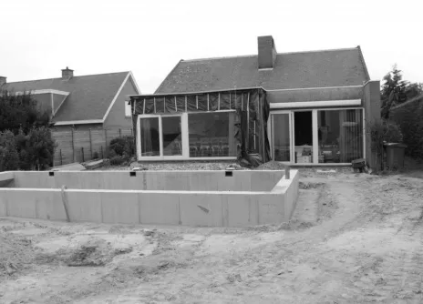 vrijstaande woning tijdens de renovatiewerken