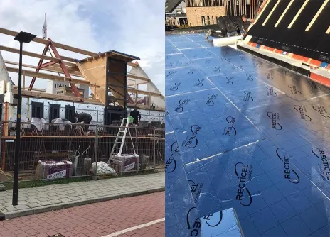 Vrijstaande woning in Putten geïsoleerd met Recticel Insulation Eurothane® Silver plat dak isolatie, Eurowall® spouwisolatie en Rectitape