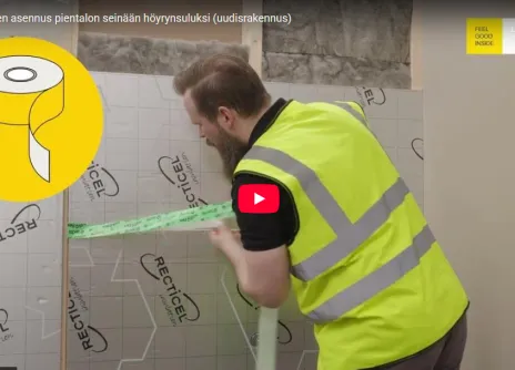 PIR-eristeiden asennus pientalon seinään höyrynsuluksi (uudisrakennus)