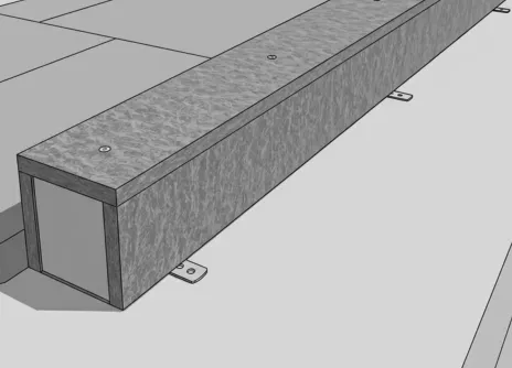 Concrete barrier on pavement, monochrome illustration.